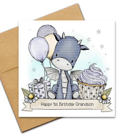 Birthday Dragon - Grey