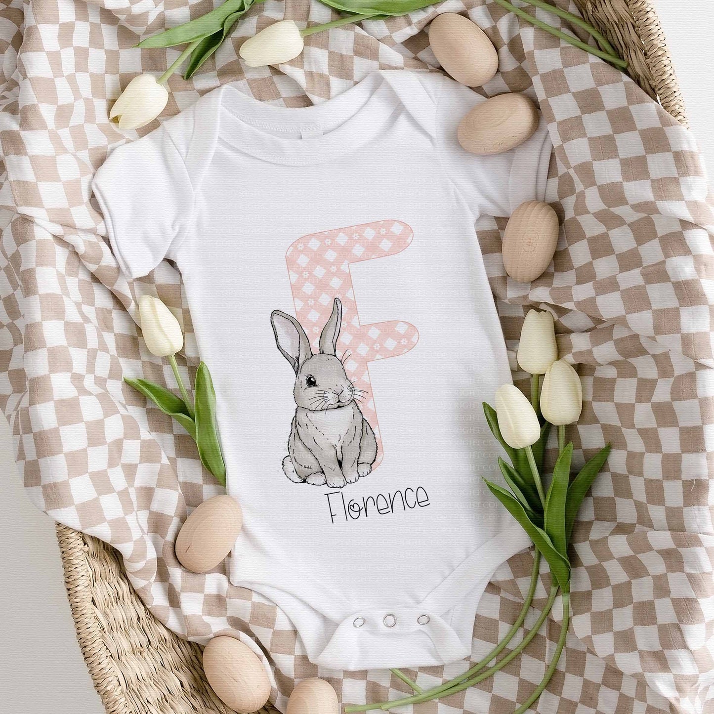 Easter Bunny Alphabet - Pink Gingham