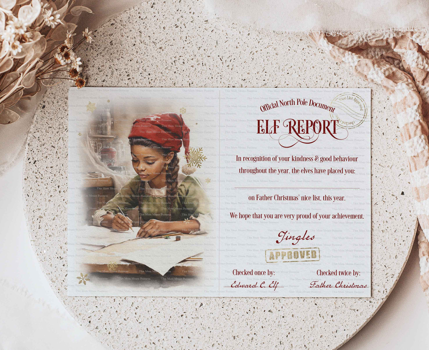 Elf Nice List Certificates Brown Boy/Girl