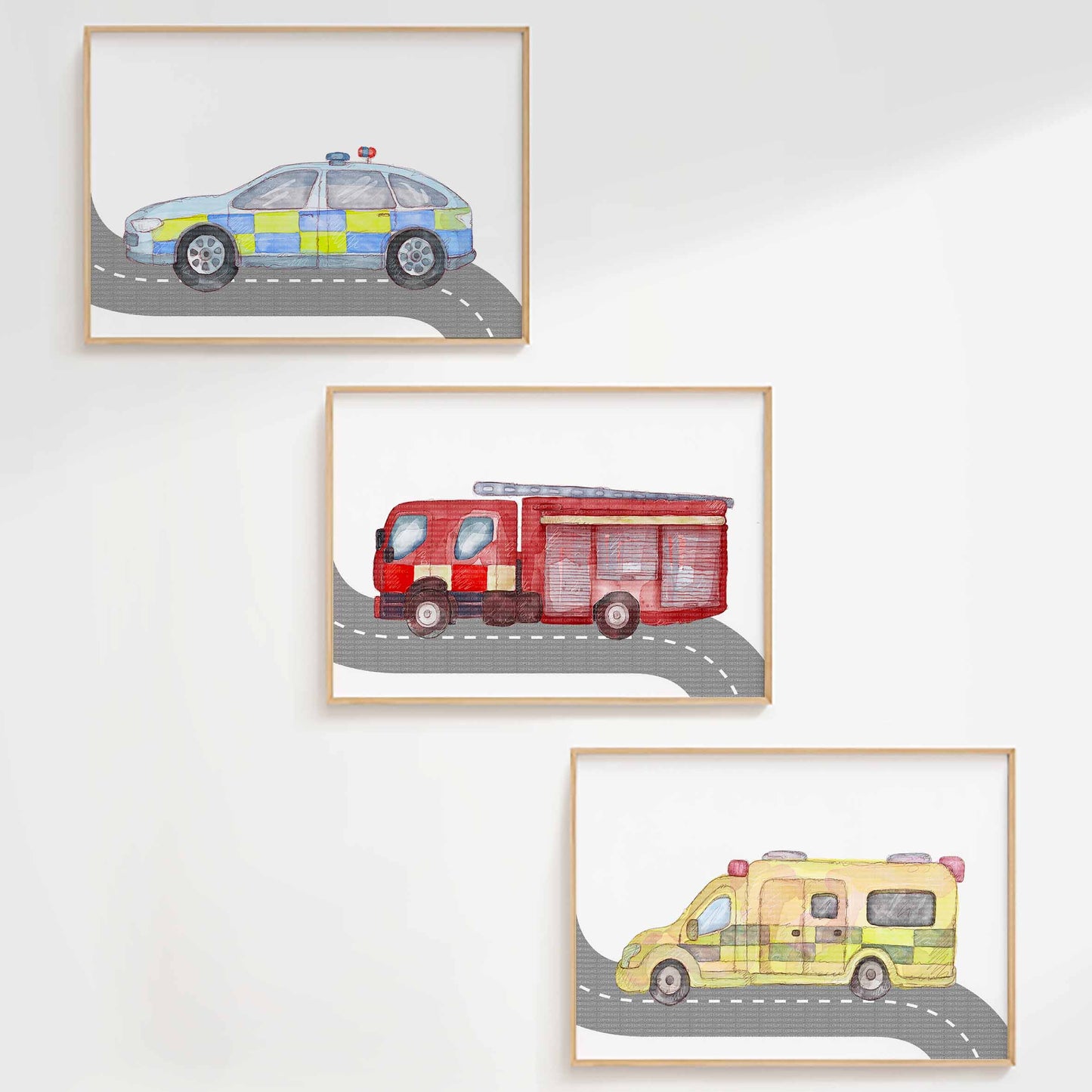 Emergency Vehicles Prints (Set of 3)
