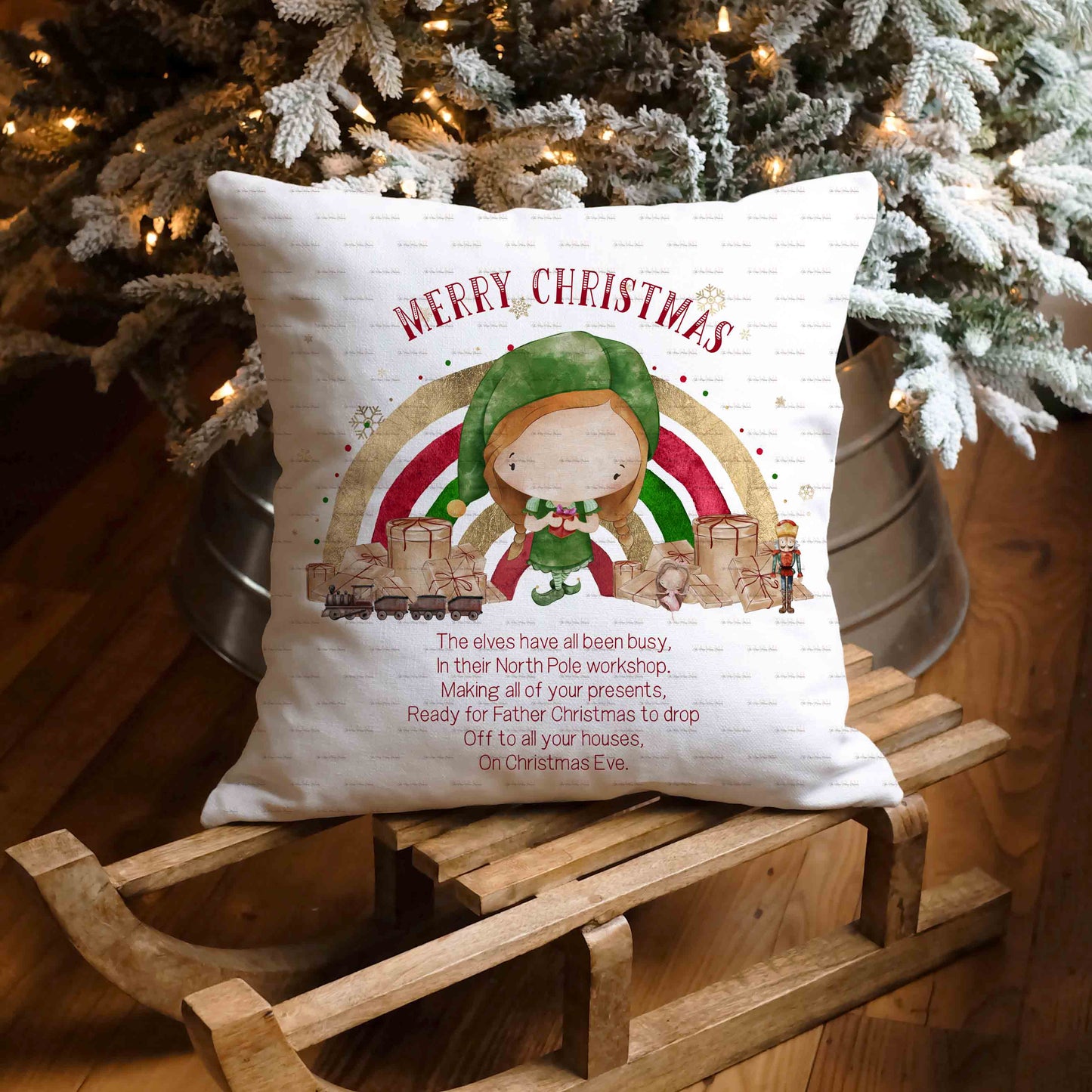 Elf Girl Christmas Rainbow