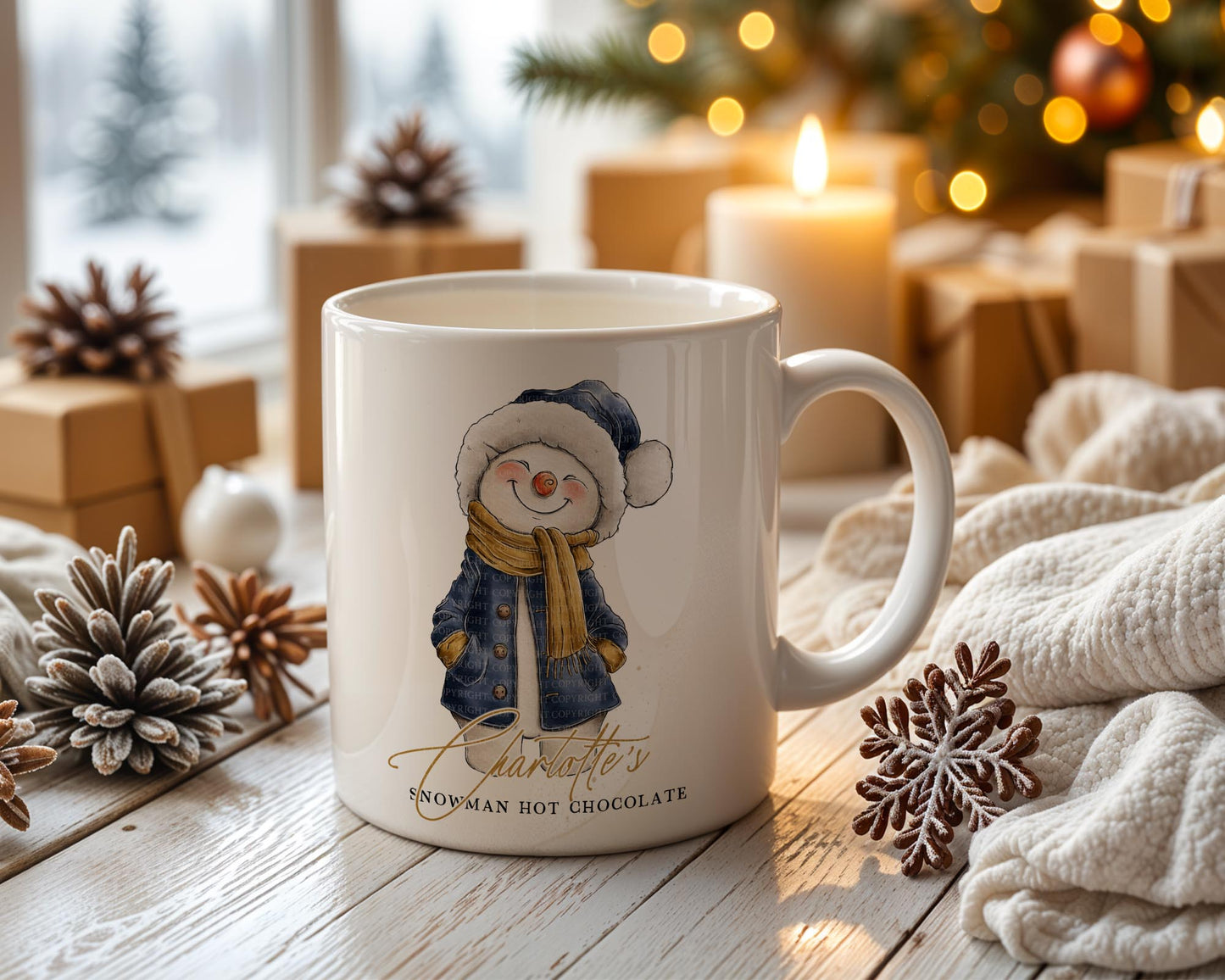 FF Doodle Snowmen - Green, Mustard & Navy