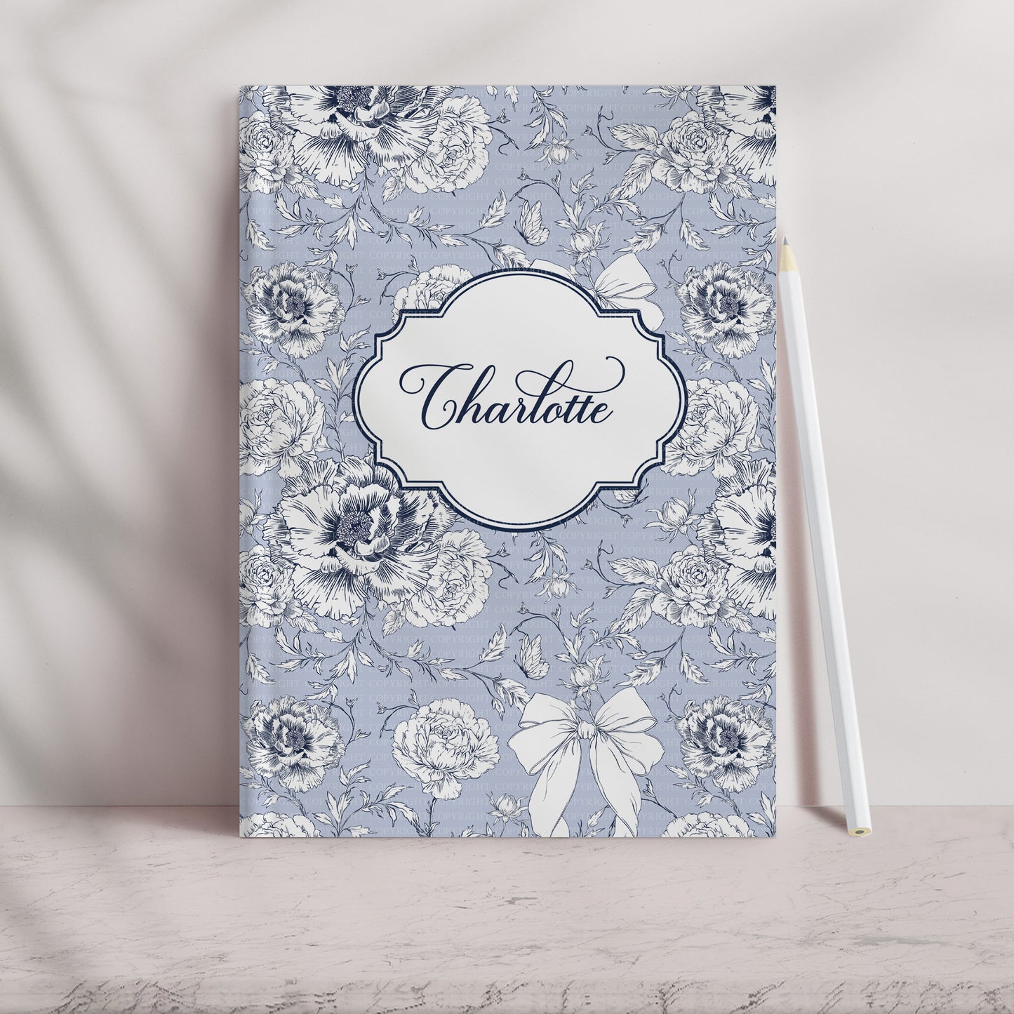 Hand Drawn Floral Bow Pattern - Blue