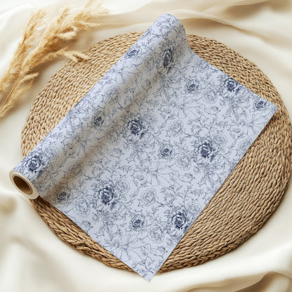 Hand Drawn Floral Bow Pattern - Blue