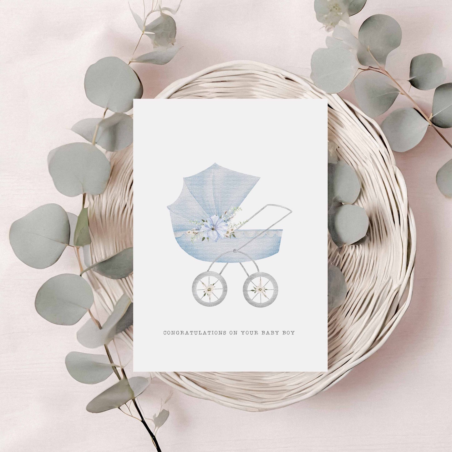 Floral Pram - Blue