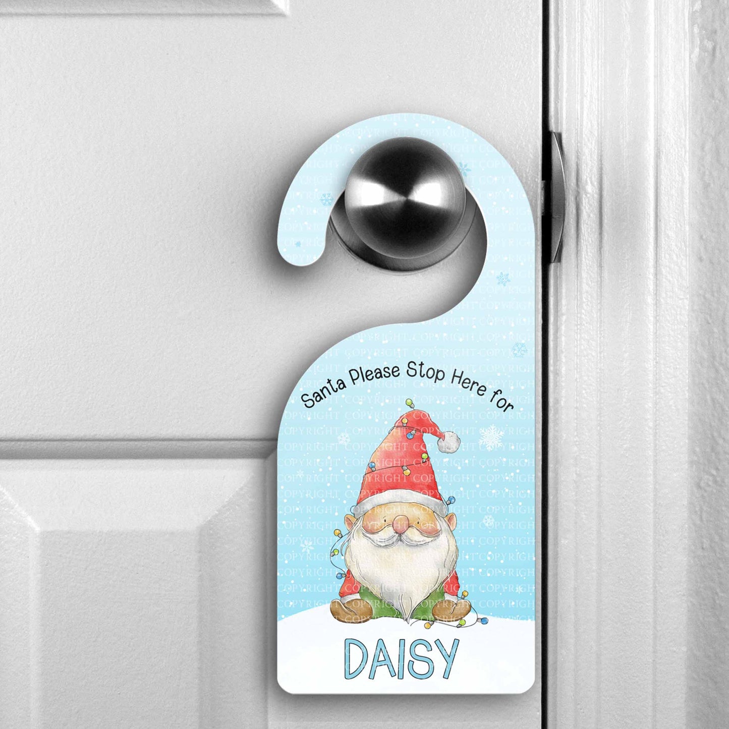 Gnome Santa Stop Here Door Hanger