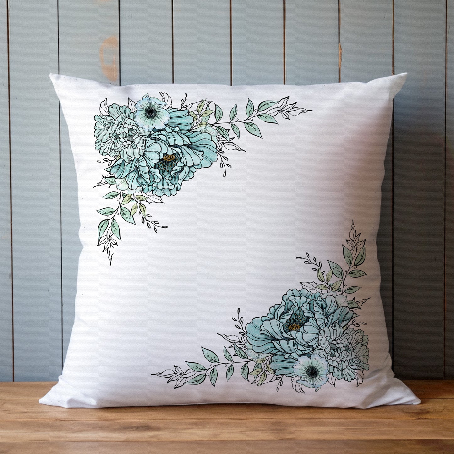 Inky Flowers Blue