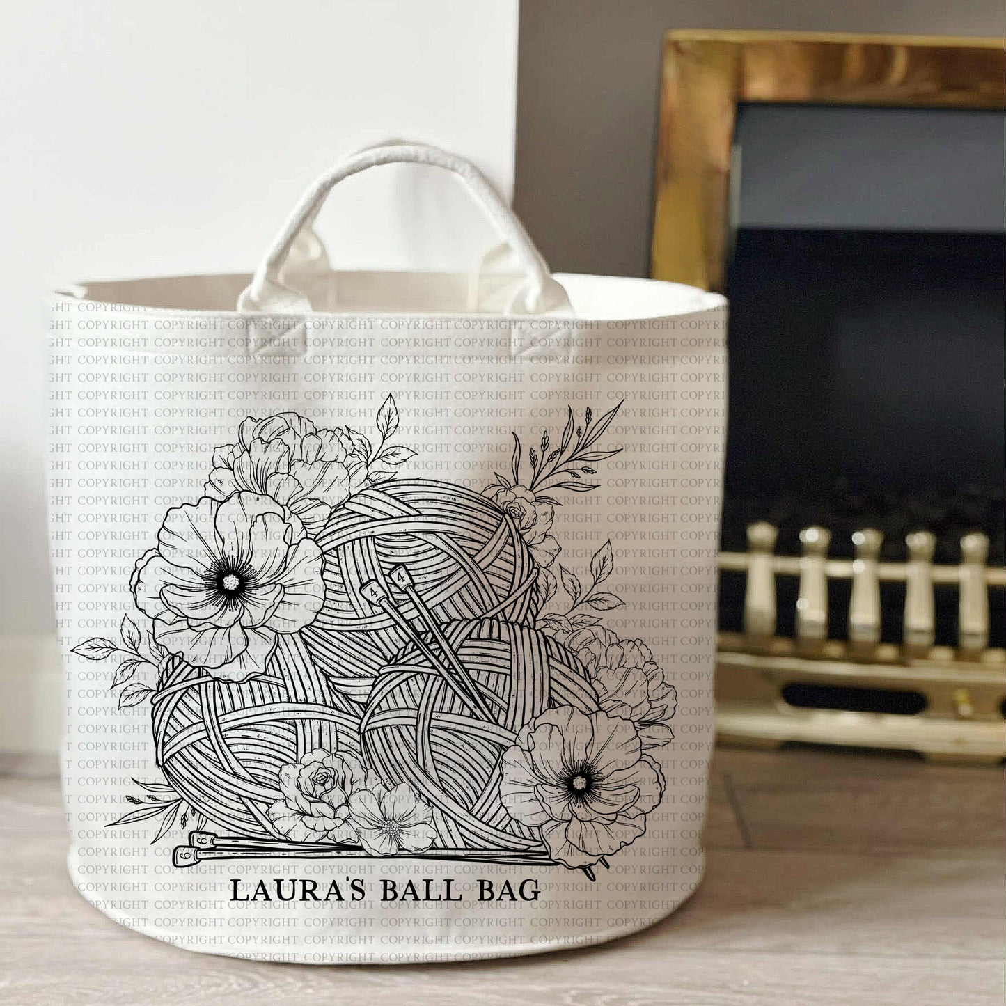 Line Art Crochet Knitting Ball Bag