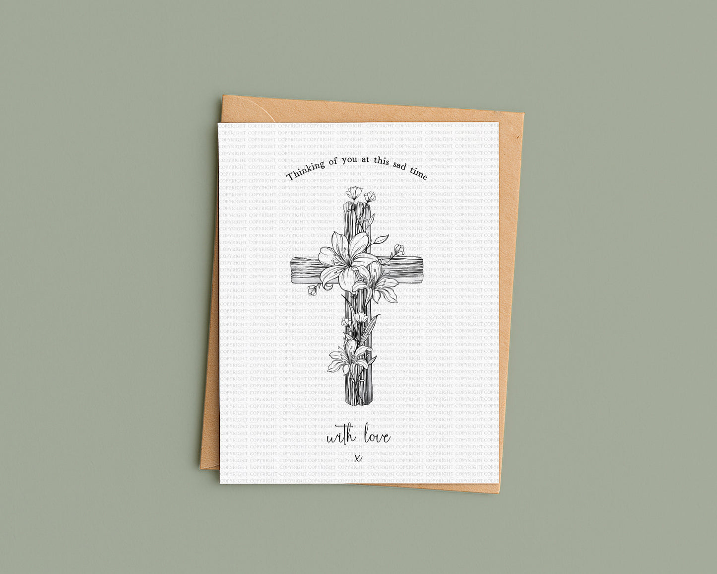 Line Art Wooden Floral Cross