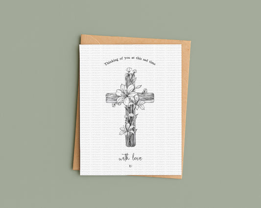 Line Art Wooden Floral Cross