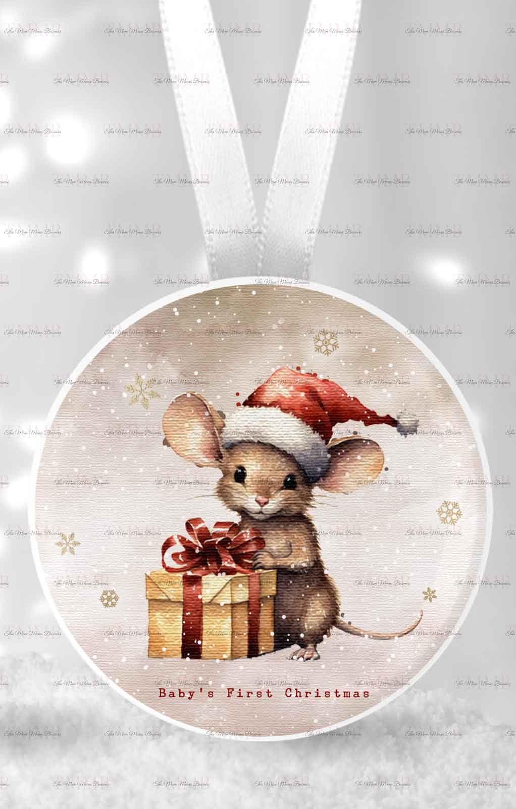Mouse with Gift Baby First Christmas Decoration
