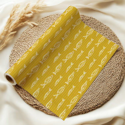 Sardine Patterns Mustard & White