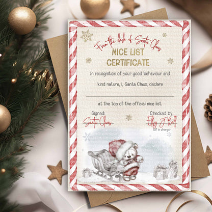 Sketchy Bear Christmas Letter Certificate Set