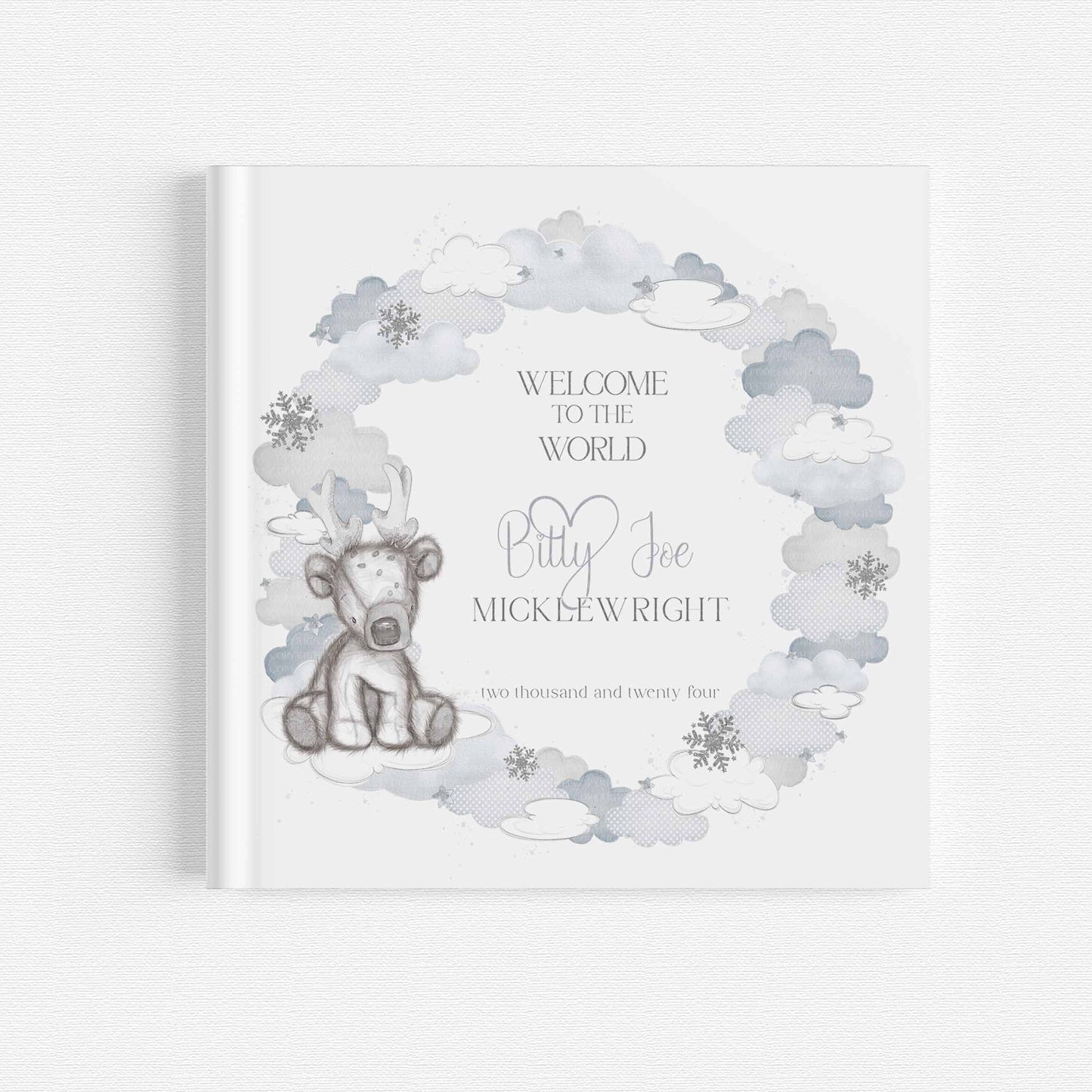 Sketchy Reindeer Welcome Baby - Blue