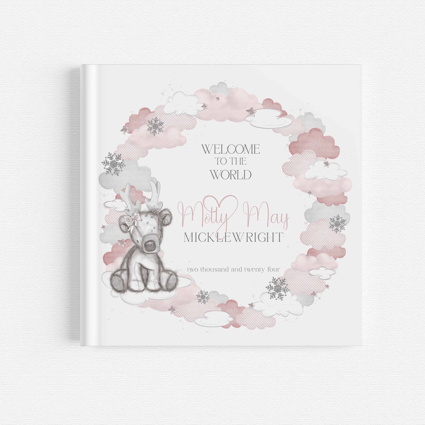 Sketchy Reindeer Welcome Baby - Pink