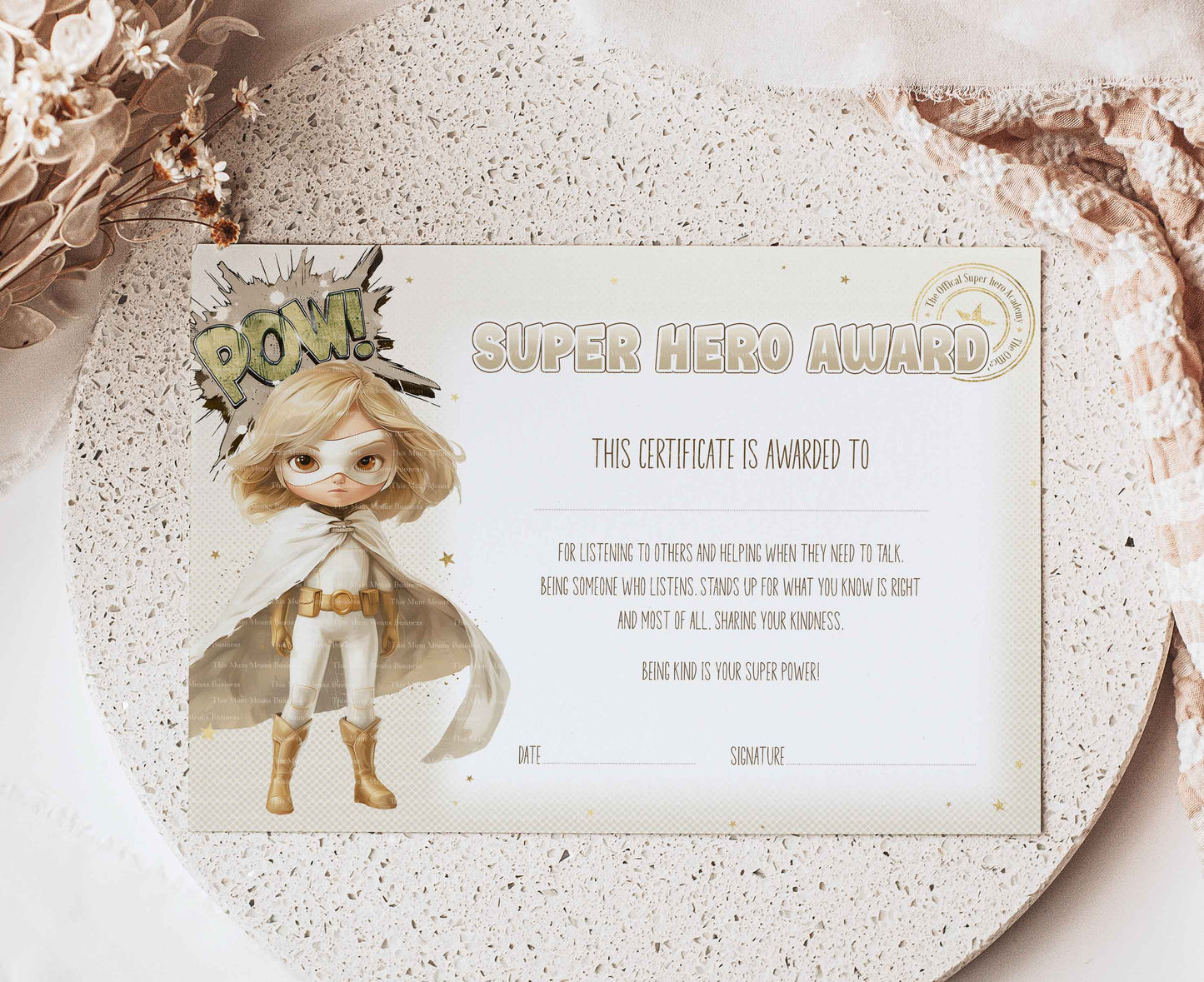 Super Girl Certificates