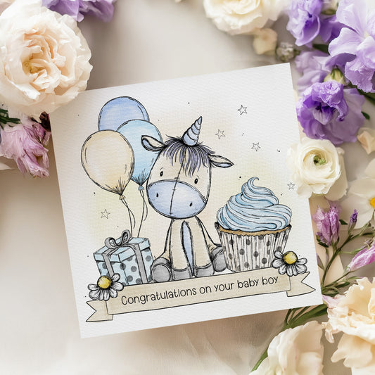 Unicorn Birthday - Blue & Pastel