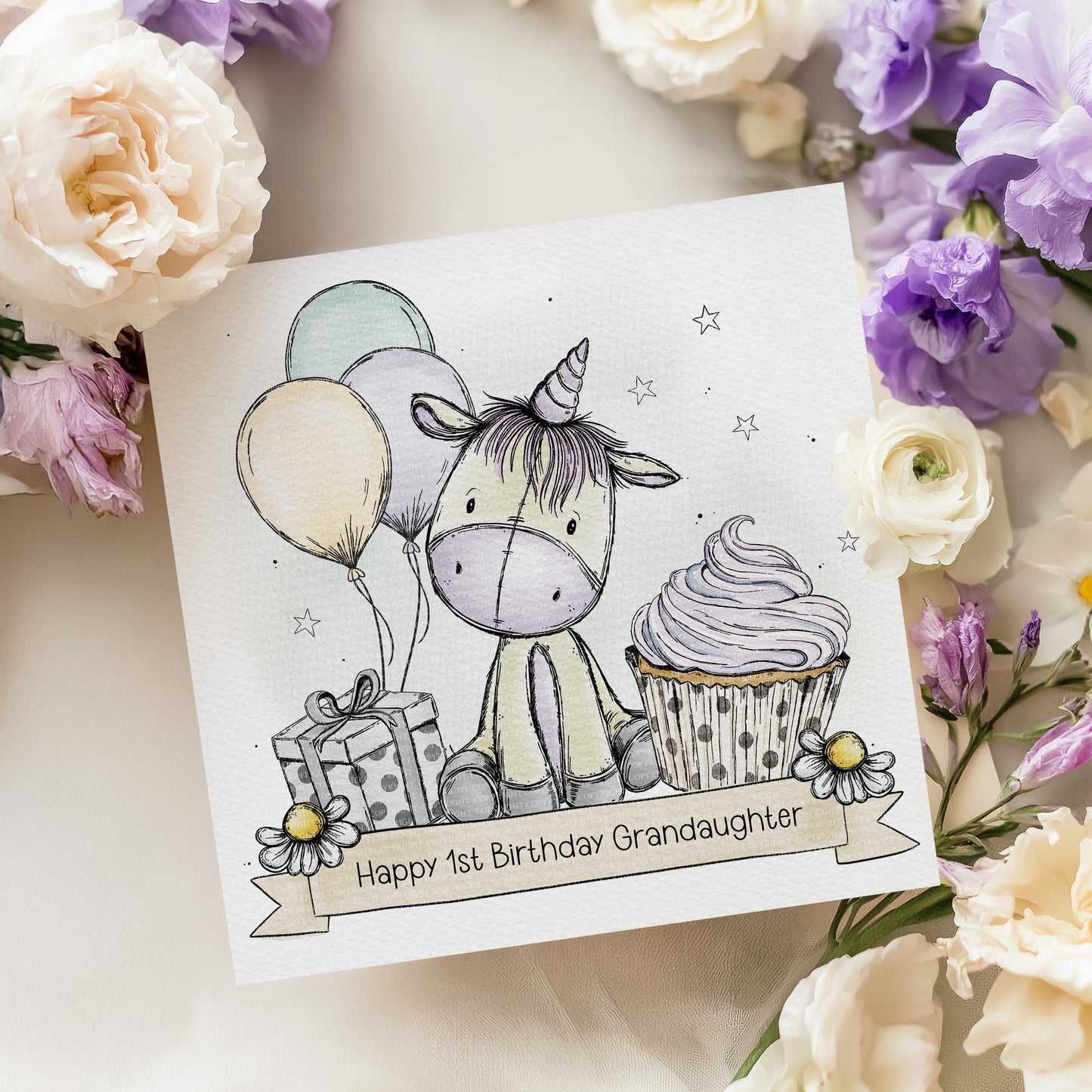 Unicorn Birthday - Blue & Pastel