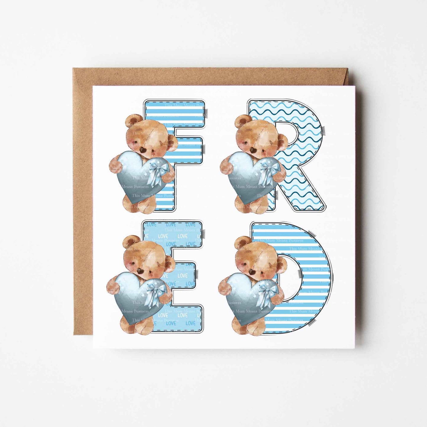 Valentine's Bear Mixed Alphabet - Blue