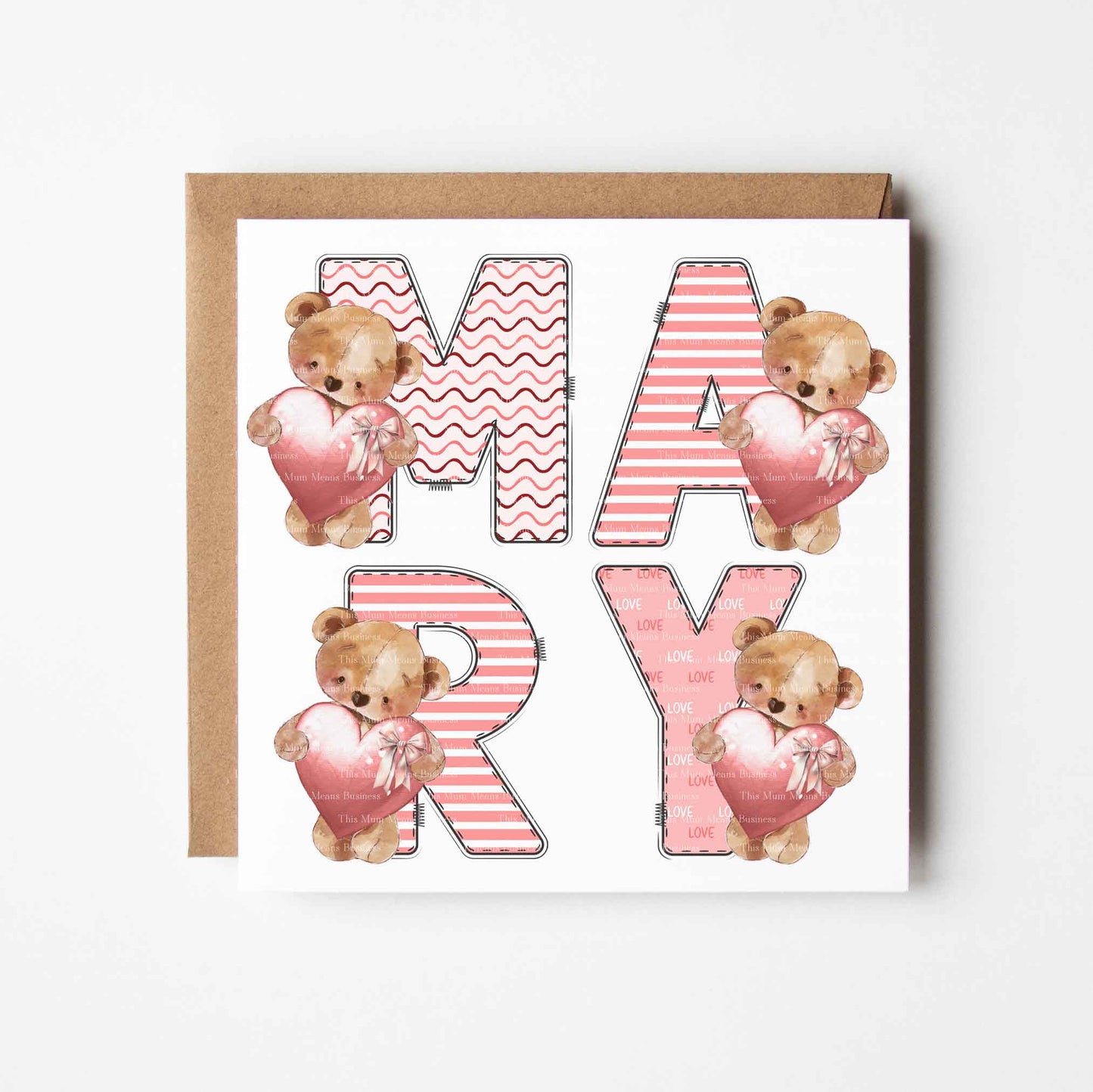 Valentine's Bear Mixed Alphabet - Pink
